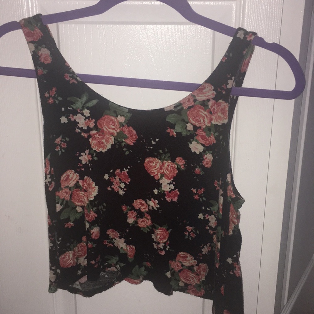 Floral Crop Top With Bow on back